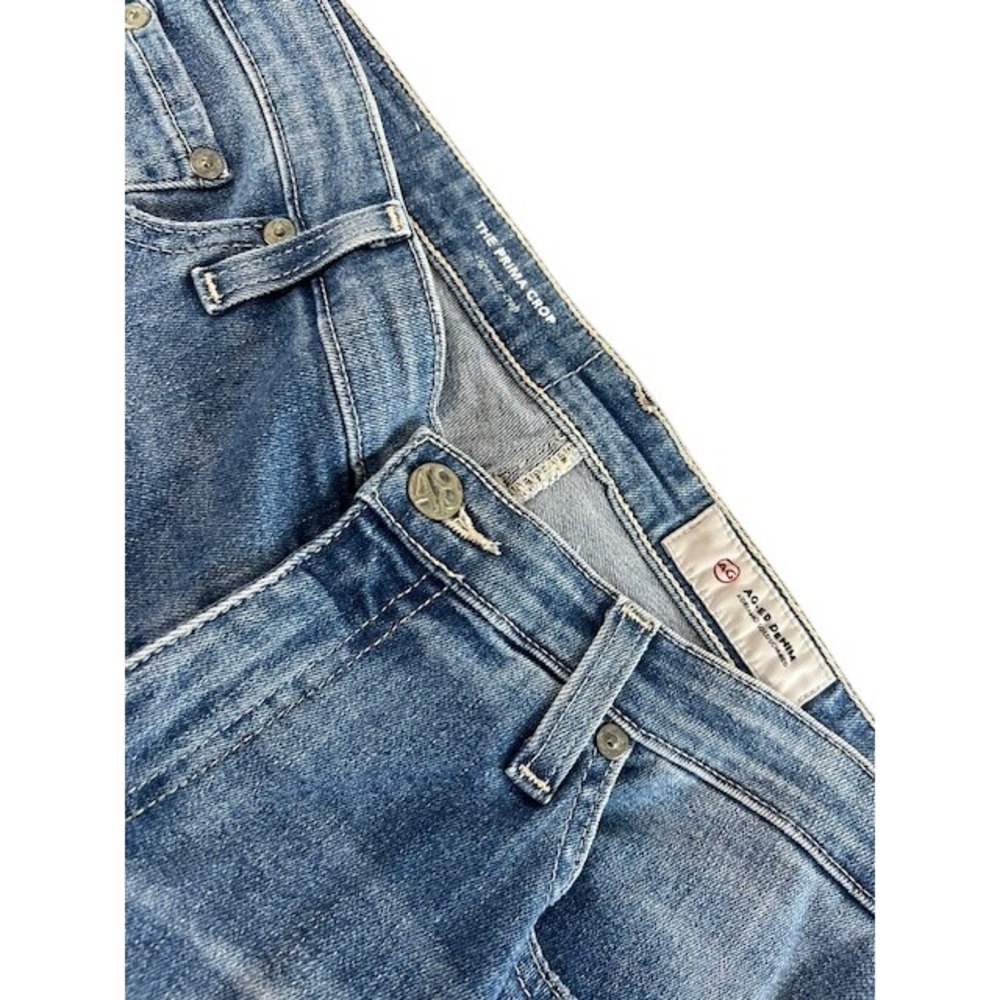 AG Adriano Goldschmied The Prima Crop Distressed Jeans Blue 31R raw hem